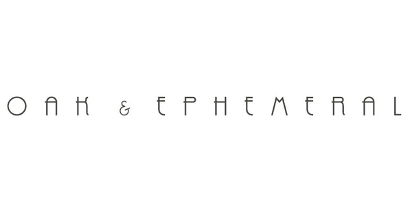 Text 'OAK & EPHEMERAL' on a white background